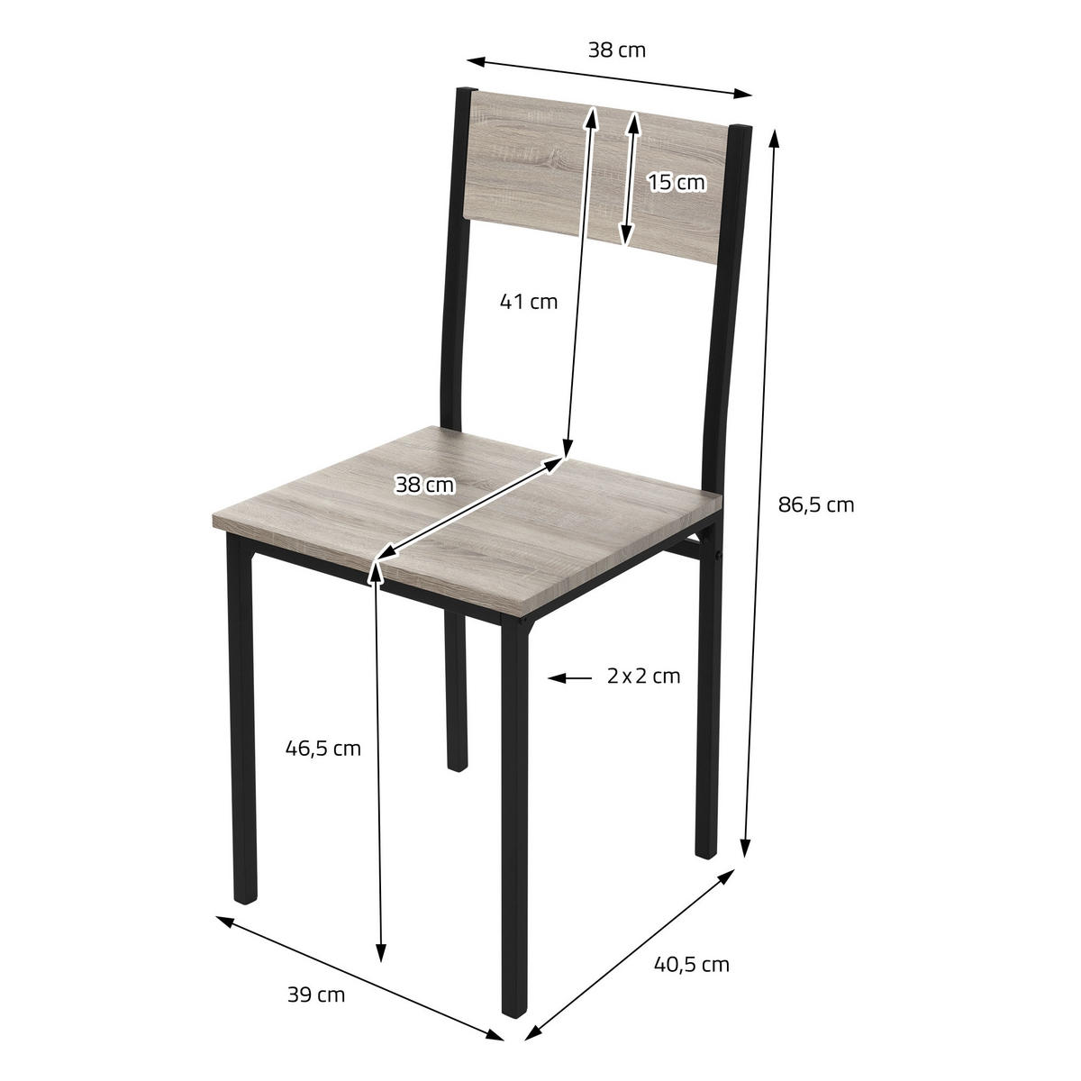 ESSTISCH Set 4-teilig - Graubraun, Holzwerkstoff (70/86.5/110cm) - ML-DESIGN