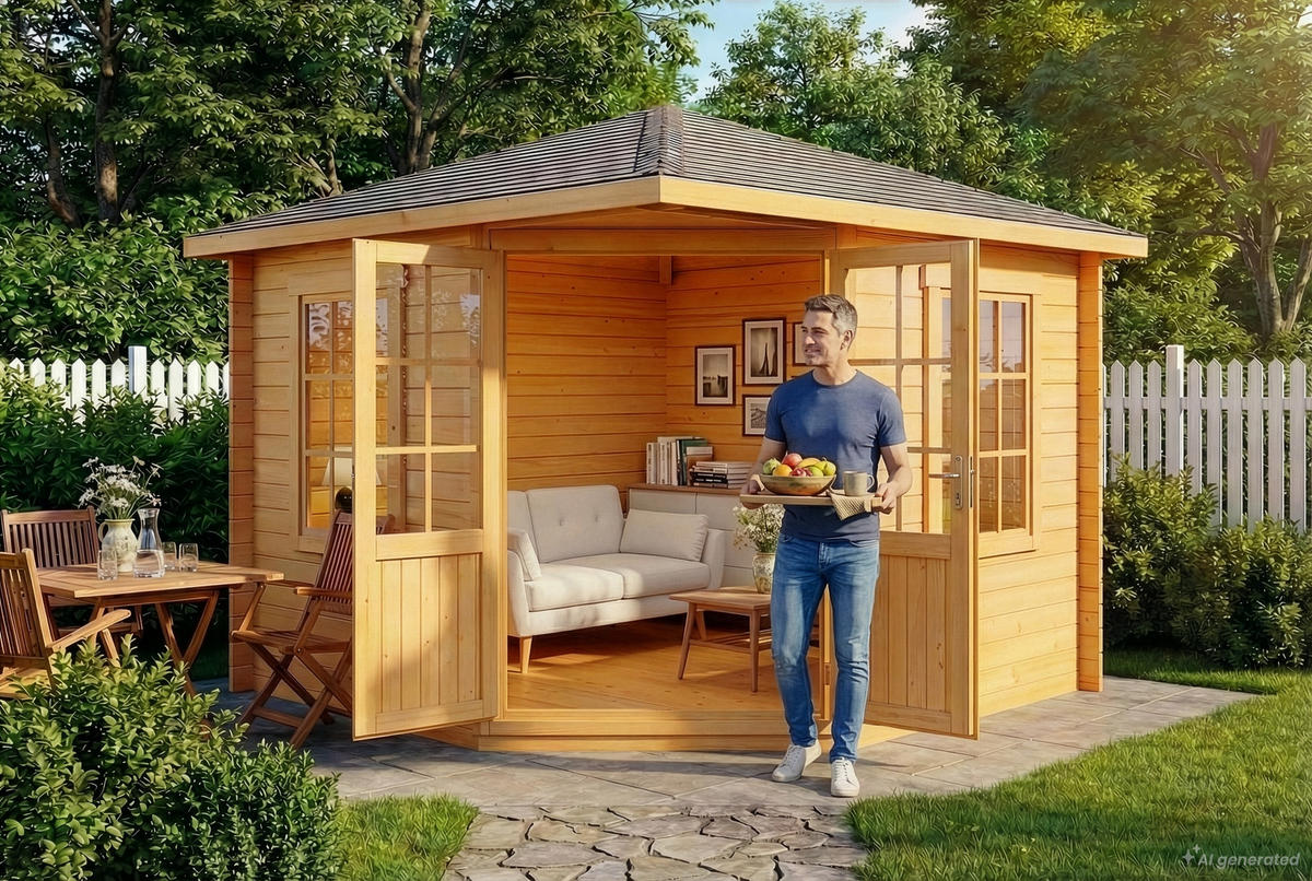 GARTENHAUS Holz Monica - Pinienfarben, Holz (320/266/320cm) - Alpholz