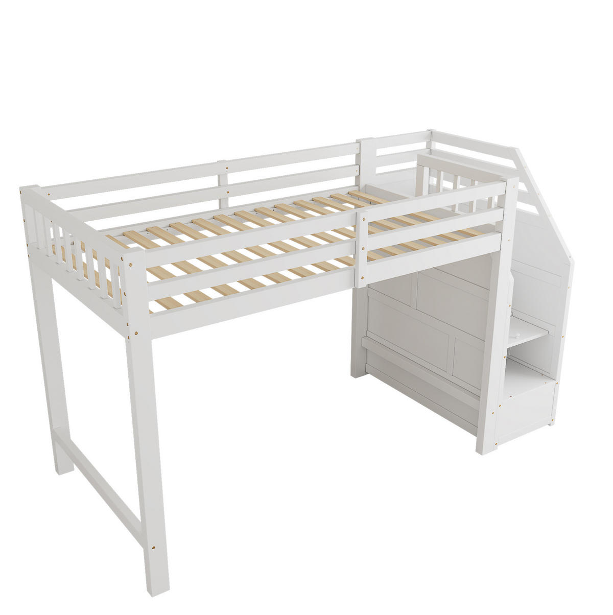 HOCHBETT 90/200 cm aus Kiefernholz mit Geländer, Weiß - Weiß, Holz (90/200cm) - OKMYHOME