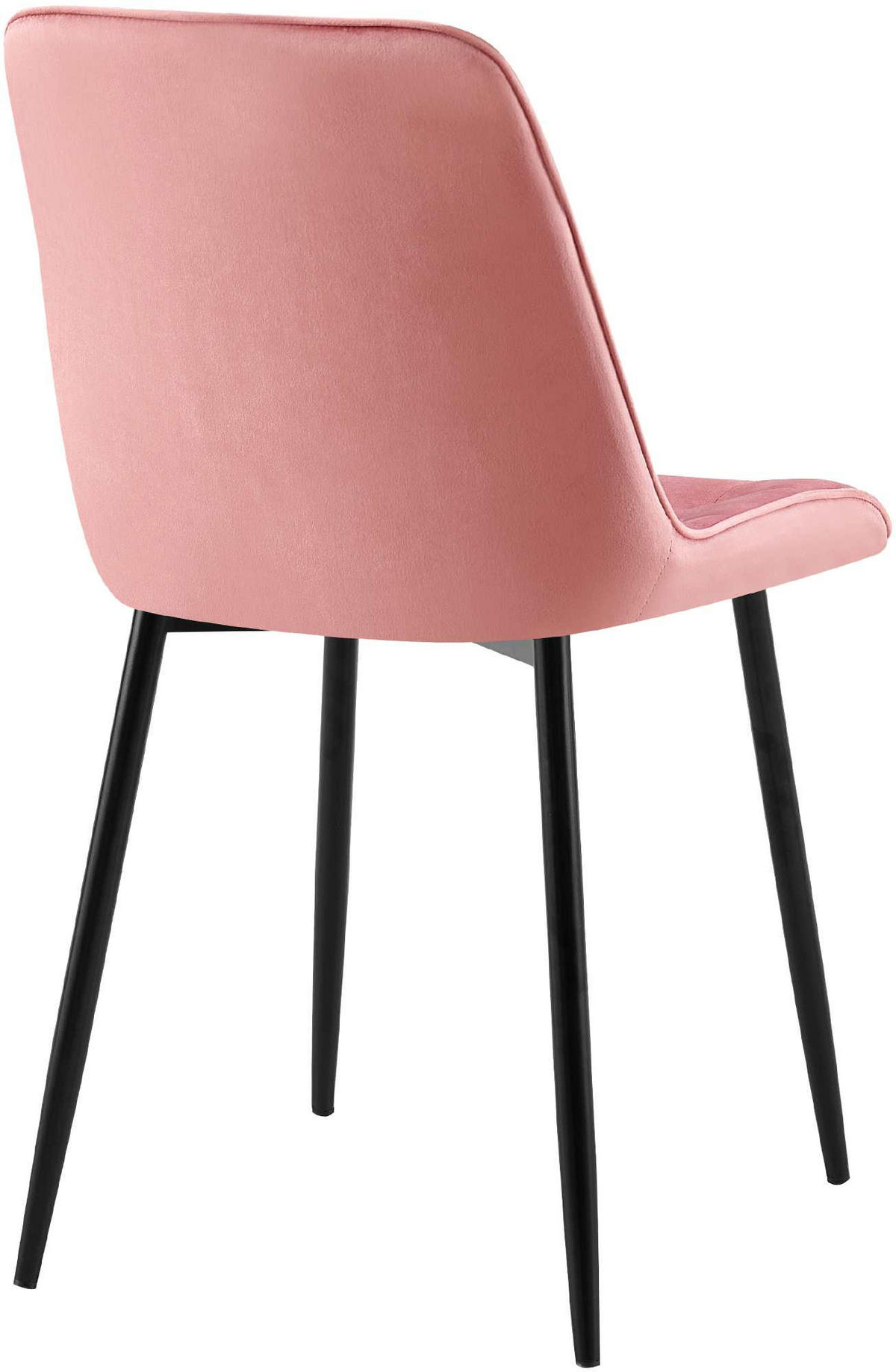 STUHL 2er Set Samt Pink - Pink/Schwarz, Textil/Metall (47/89/61cm) - CLP