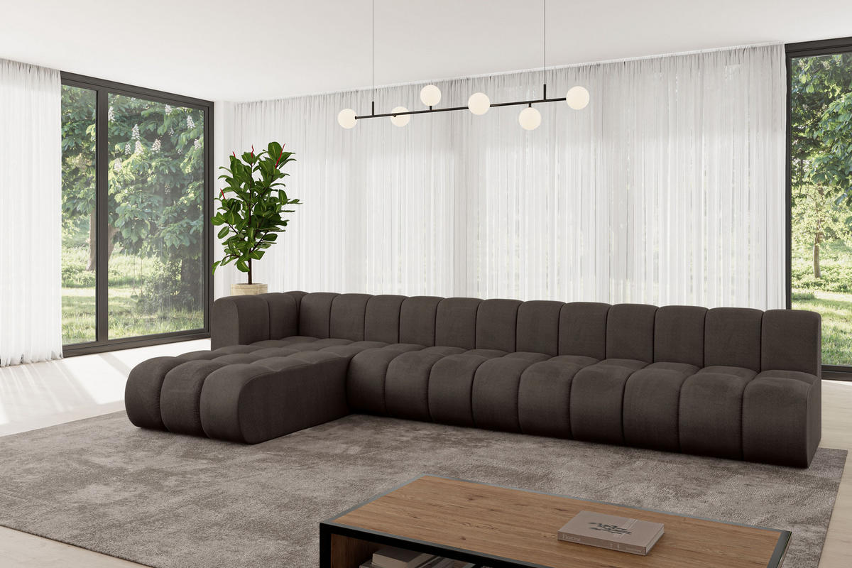 ECKSOFA modulares Sofa Darnel-L3 - 387x177x70 cm Braun - Braun, Holzwerkstoff/Textil (387/177cm) - ALTDECOR