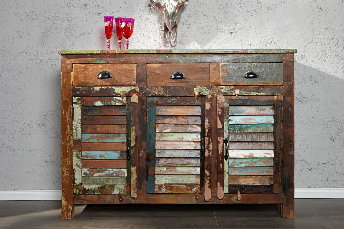 SIDEBOARD JAKARTA Recycelt Natur 125 cm - Multicolor, Holz (125/90/40cm) - riess-ambiente