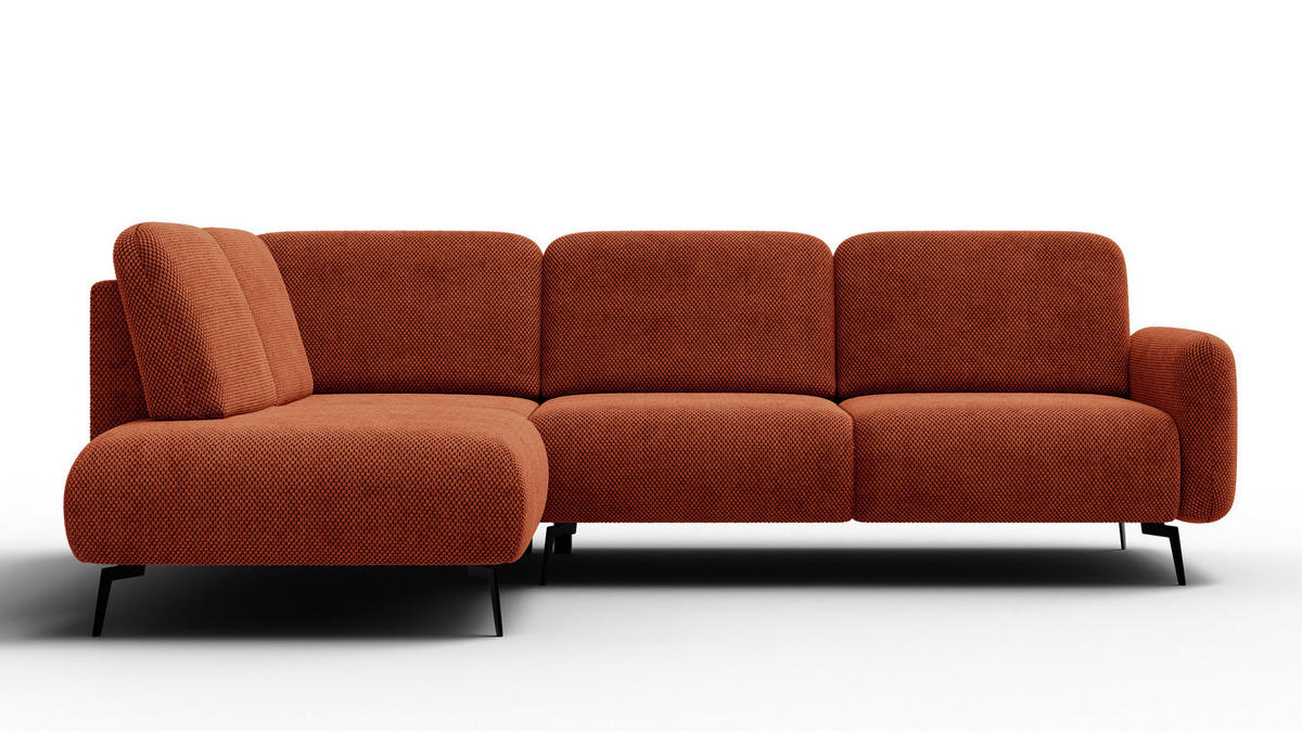ECKSOFA FEBE 5-Sitzer links, dunkelorange - Dunkelorange/Schwarz, Holz/Textil (271/190cm) - Courtois Laville