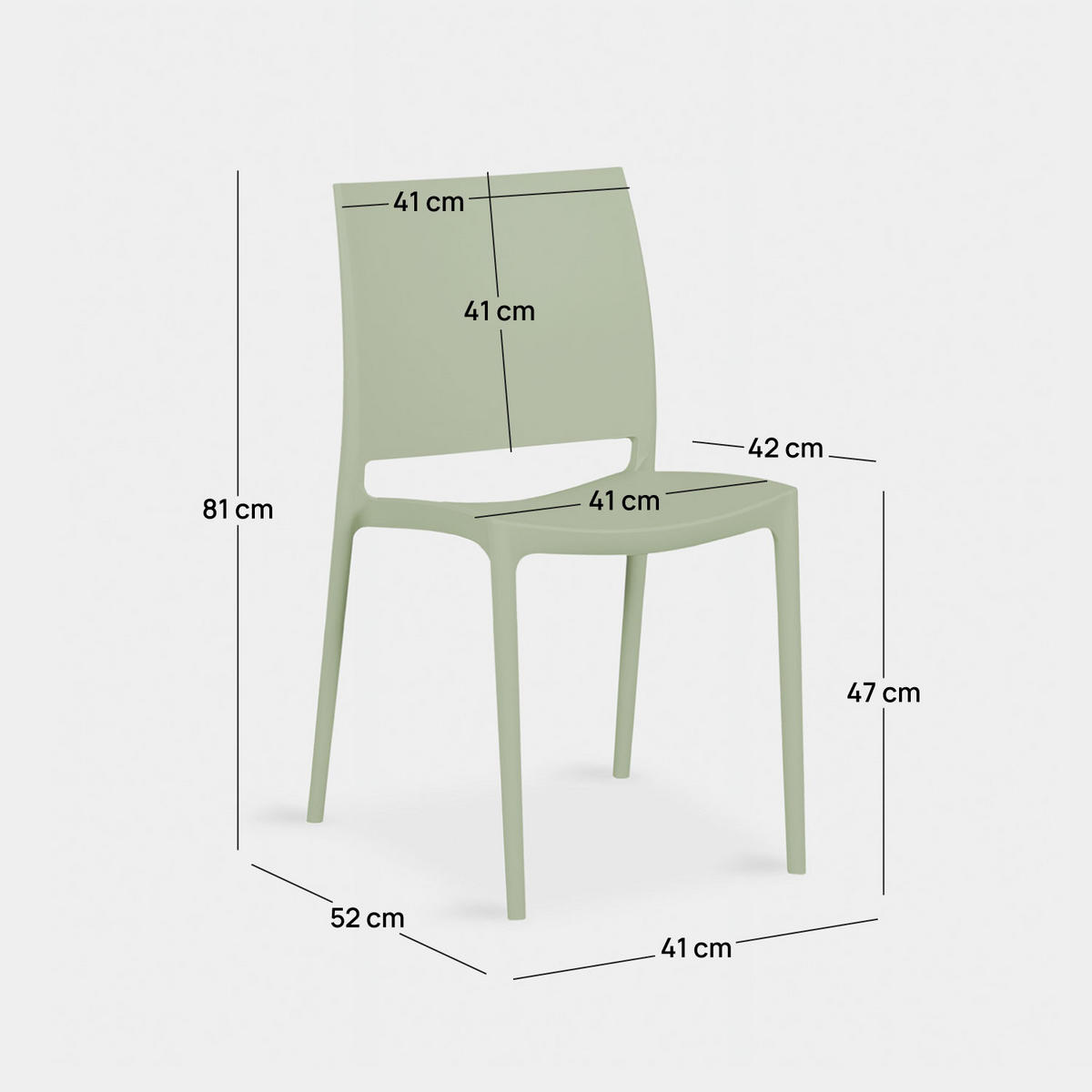 GARTENSTUHL Keir Grün 44 cm x 81 cm 4er-Set - Grün, Kunststoff (44/81/52cm) - Klast Home