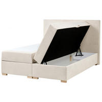 BOXSPRINGBETT mit Stauraum 140/200 cm Stoff Hellbeige Major - Beige, Textil (140/200cm) - Beliani