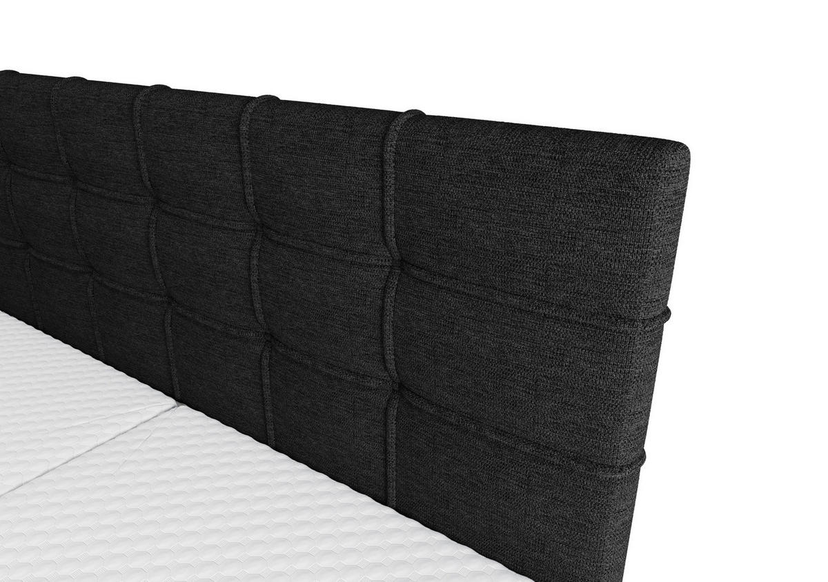 BOXBETT INAO 180x200 mit Matratze H3, Bonell und Topper ARAGON 99 - Schwarz, Textil (180/200cm) - Bedante