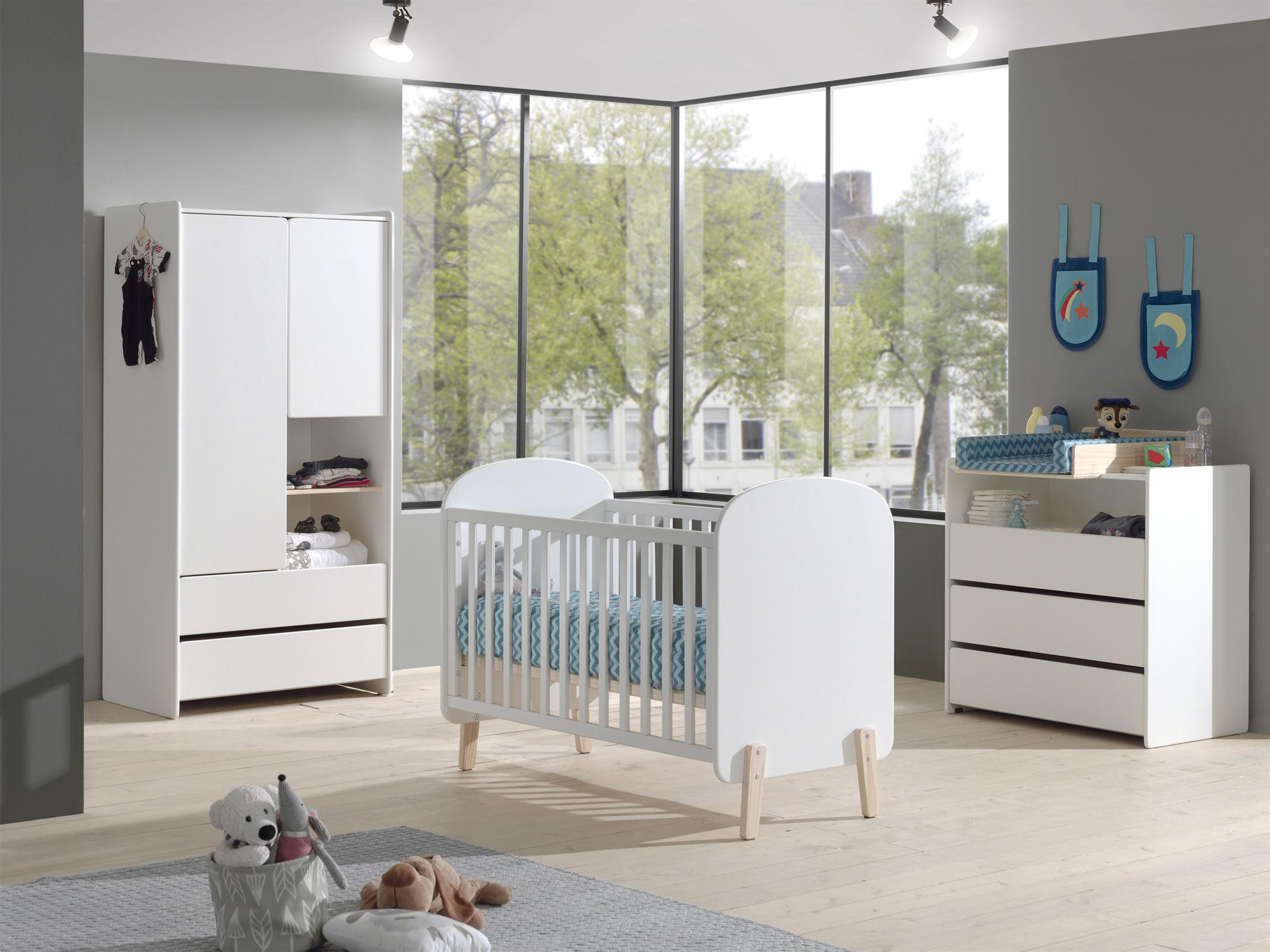 BABYZIMMEREINRICHTUNG Karilynn 3 Komplettset Massivholz+MDF Weiß - Weiß, Holz (309/180/74cm) - 58aufmkessel