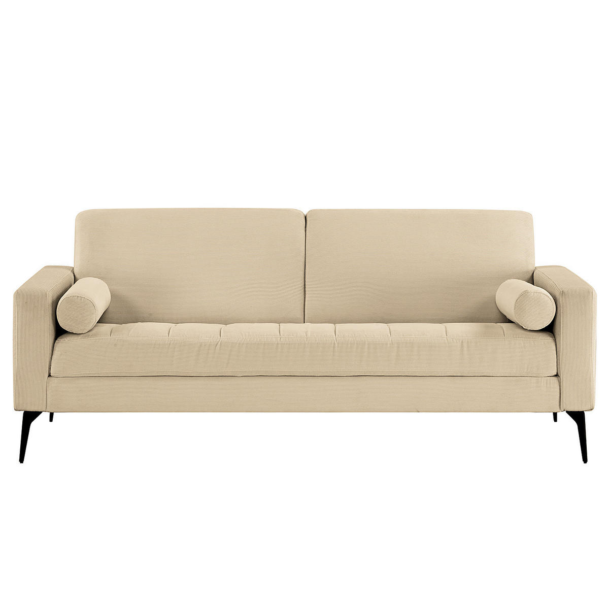 3-SITZER SOFA - Beige - Cord - Stahl - 194 x 82 x 76 cm - Beige/Schwarz, Textil/Metall (194/82/76cm) - home24