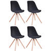STUHL 4er Set Samt schwarz - Eukalyptusholzfarben/Schwarz, Holz/Textil (48/84/56cm) - CLP