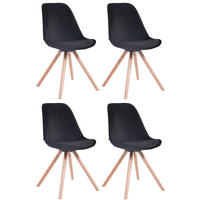 STUHL 4er Set Samt schwarz - Eukalyptusholzfarben/Schwarz, Holz/Textil (48/84/56cm) - CLP