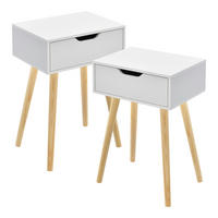 BEISTELLTISCH-SET 2 TLG. Östersund - Naturfarben/Weiß, Holz/Holzwerkstoff (29.5/40/60cm) - [en.casa]
