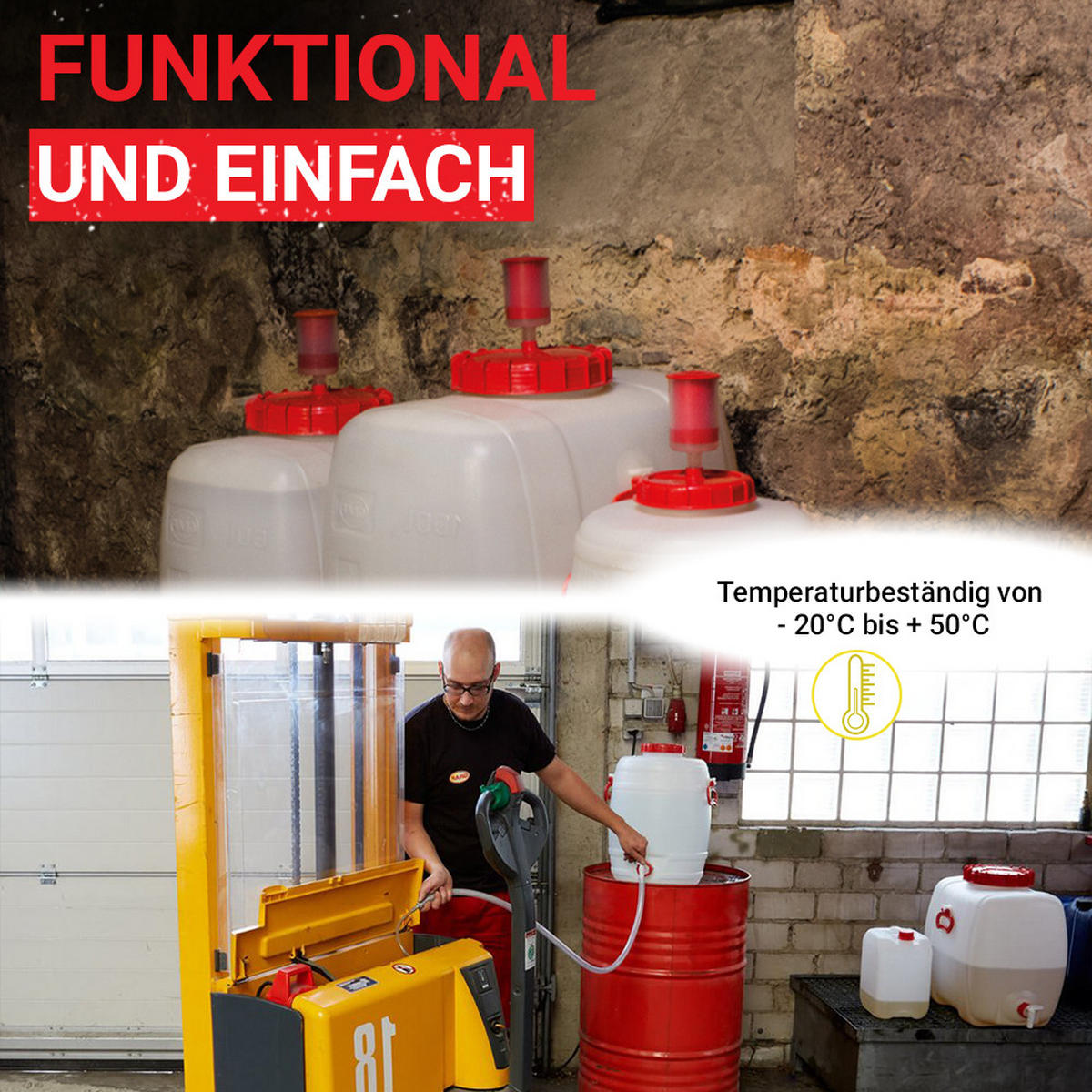 UNIVERSAL-FASS 15 L rund aus lebensmittelechten PE - Weiß, Kunststoff (30/34/30cm) - GRAF