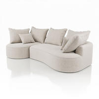 SOFA Tirano Bouclé Creme mit Ottomane links - Creme, Textil (102/300cm) - Juskys