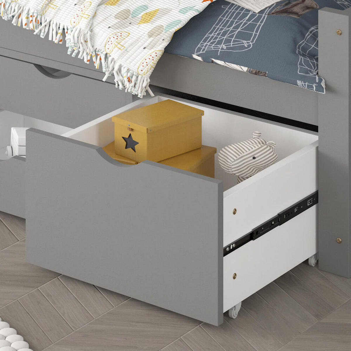KINDERBETT COSMOS - Grau - Grau, Holz/Kunststoff - Home Deluxe