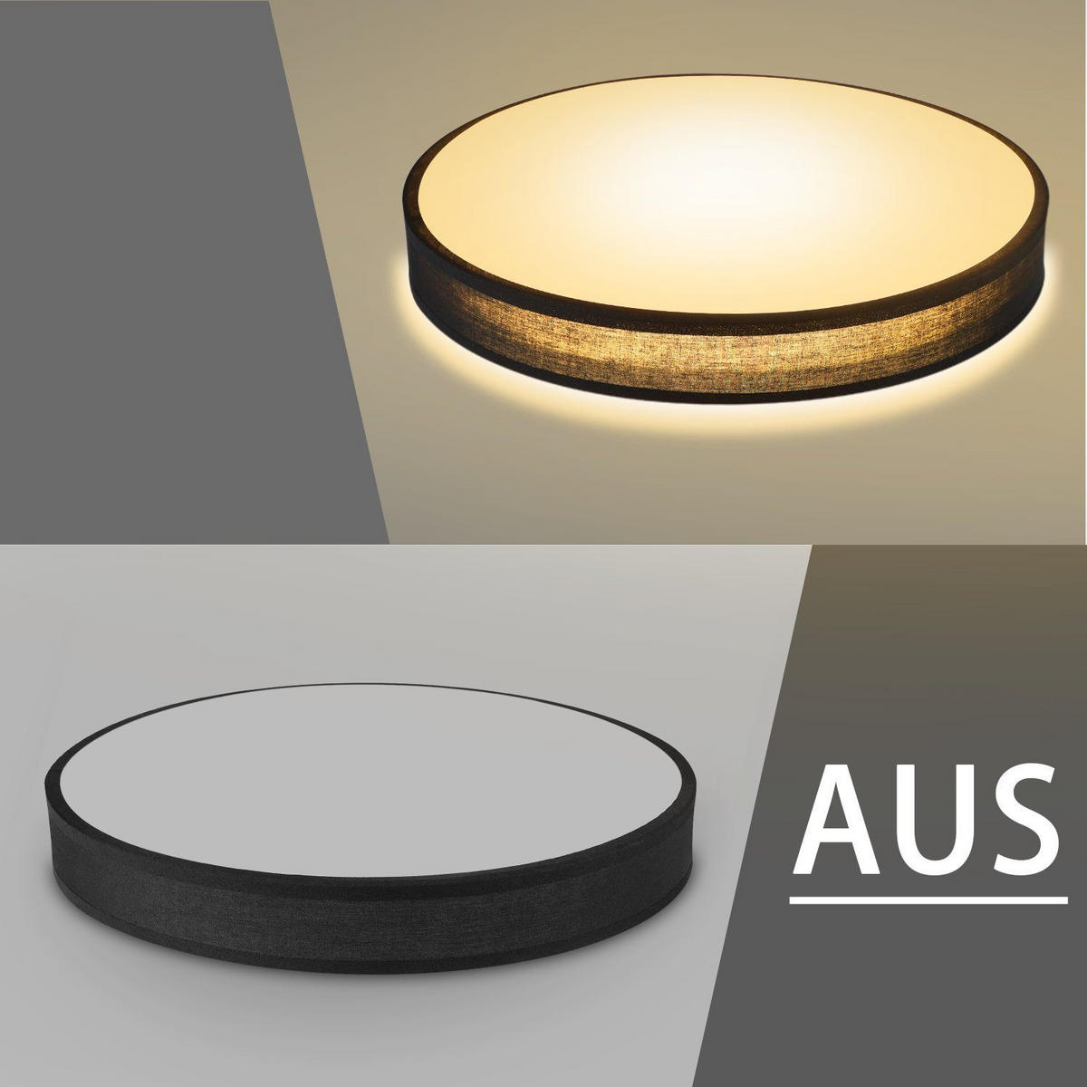 LED-DECKENLEUCHTE Alvira 30/30/6 cm - Schwarz, Textil (30/30/6cm) - Nettlife