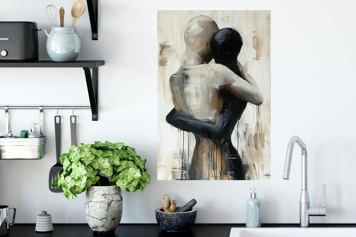 WANDTATTOO Abstrakt - Liebe - Schwarz und weiß - Modern 40x60 cm - Schwarz, Kunststoff (40/60/0.1cm) - MuchoWow