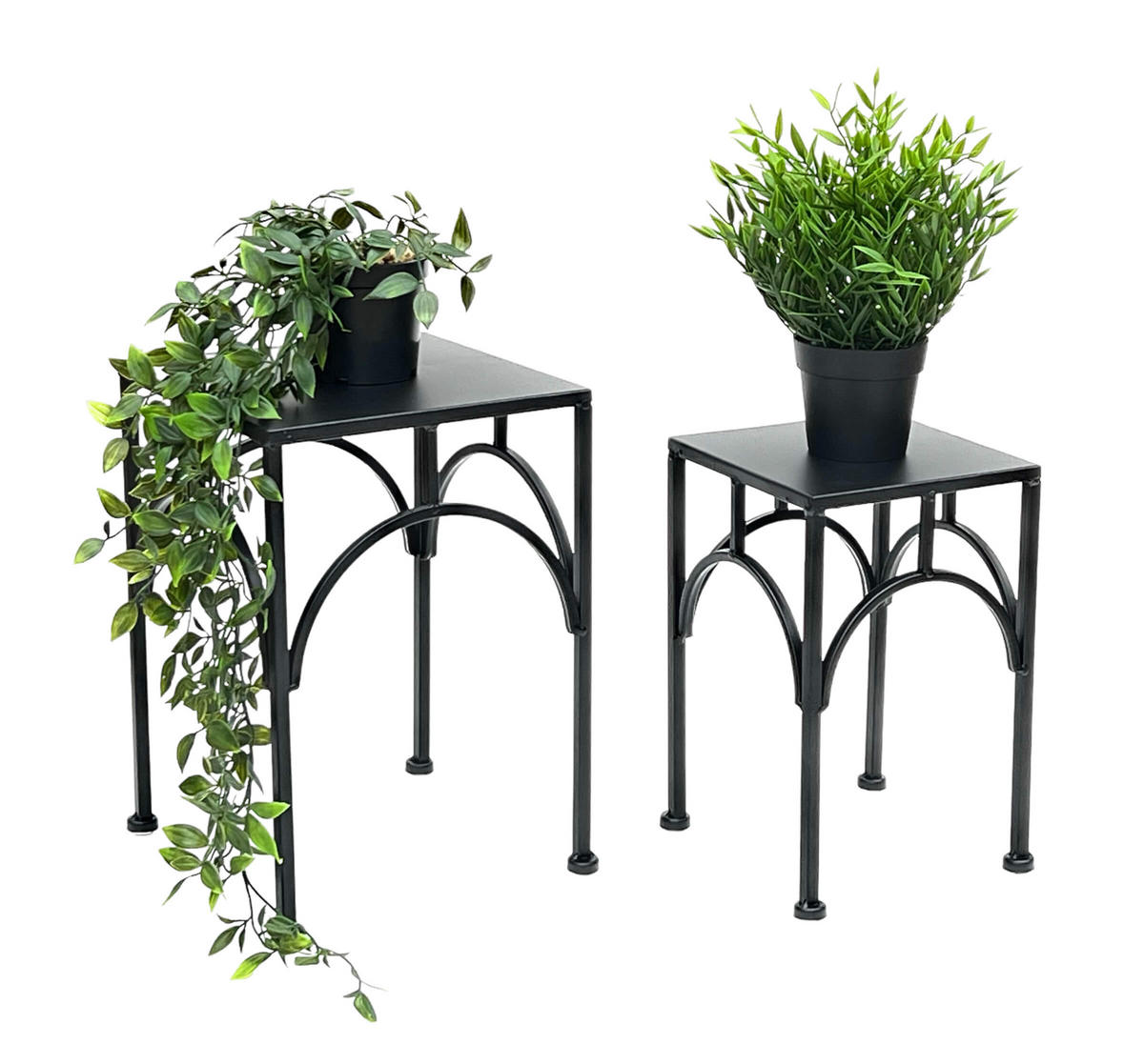 BLUMENHOCKER Metall Schwarz Eckig 2er Set - Schwarz, Metall (18/28/18cm) - DanDiBo
