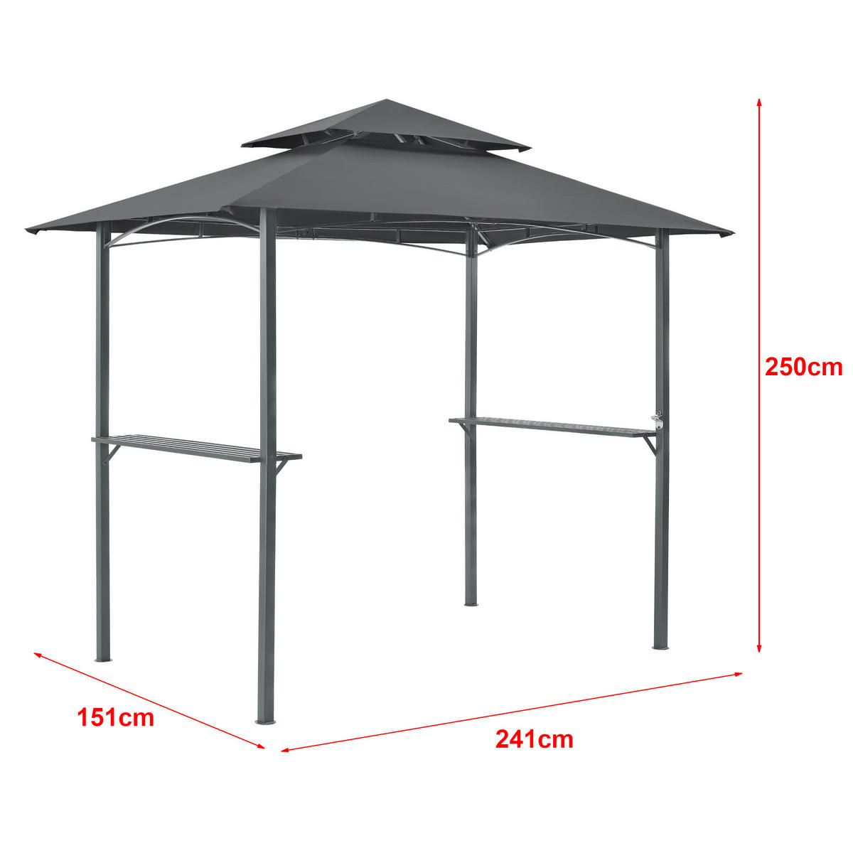 PAVILLON Parga - Dunkelgrau, Textil/Metall (241/250/151cm) - [en.casa]