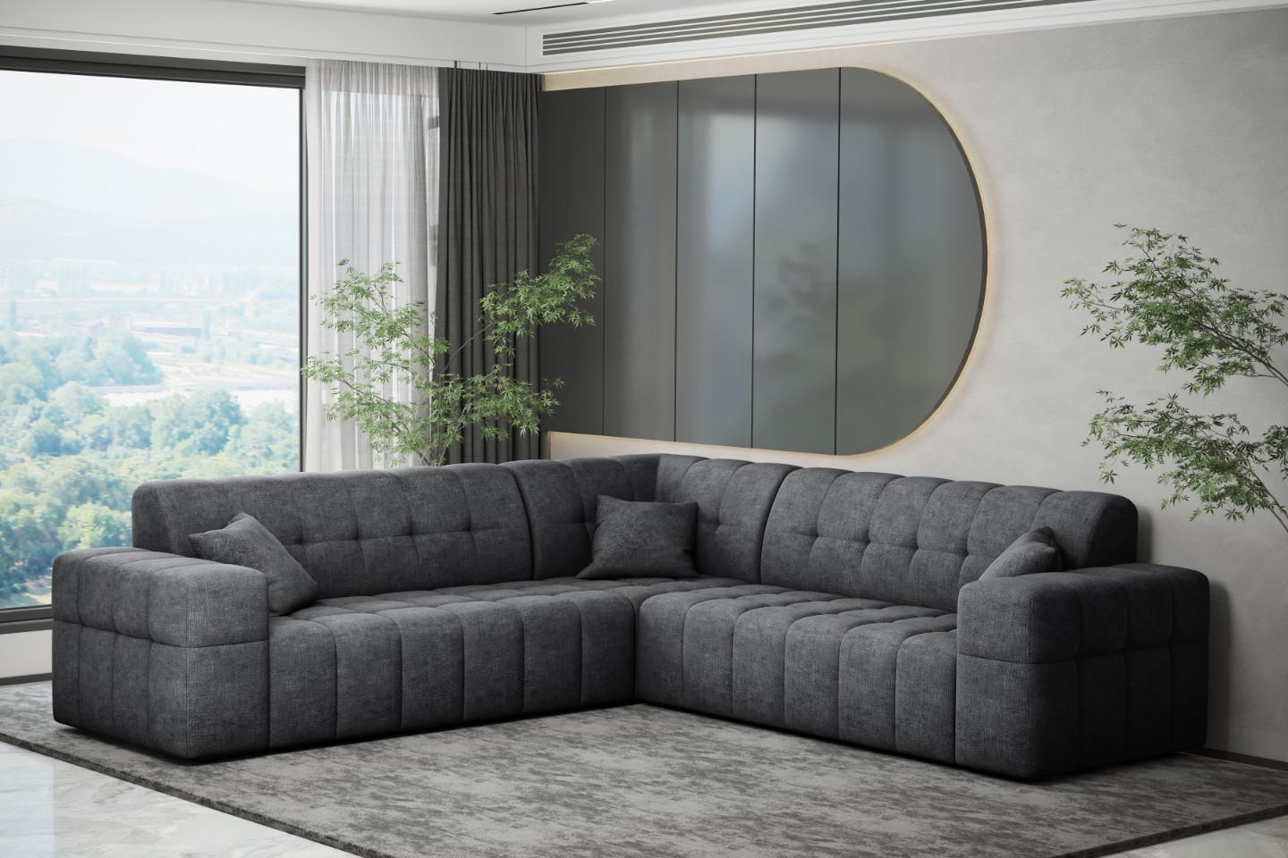 ECKSOFA Corner NIMES Stoff Perfect Harmony Dunkelgrau - Dunkelgrau, Holz (246/246cm) - Kaiser Möbel