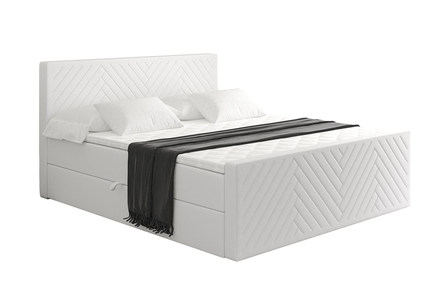 BOXBETT mit Matratze und Lattenrost - VEXA-Z - 120x200 - Weiß Kunstleder - Weiß, Holzwerkstoff (120/200cm) - ALTDECOR