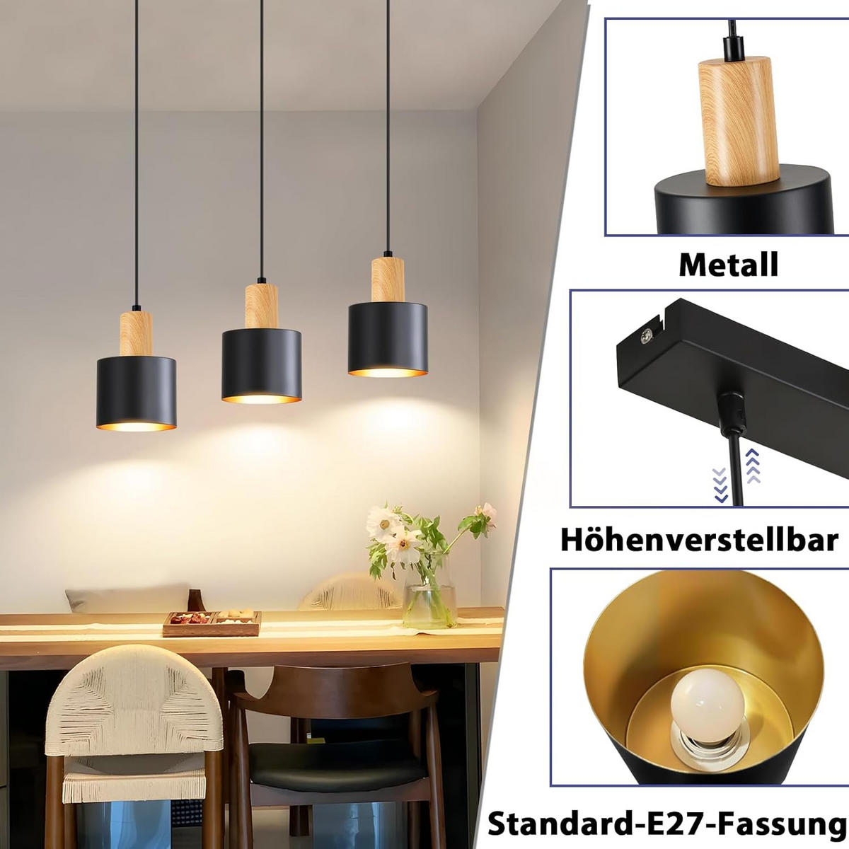PENDELLEUCHTE 12/40/173cm - Schwarz, Metall (40/12/173cm) - Nettlife