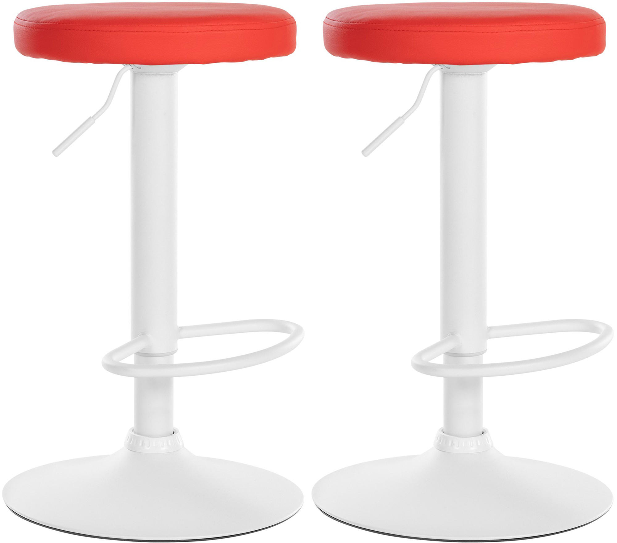 BARHOCKER 2er Set Lederlook rot - Rot, Textil/Metall (38.5/60/38.5cm) - CLP
