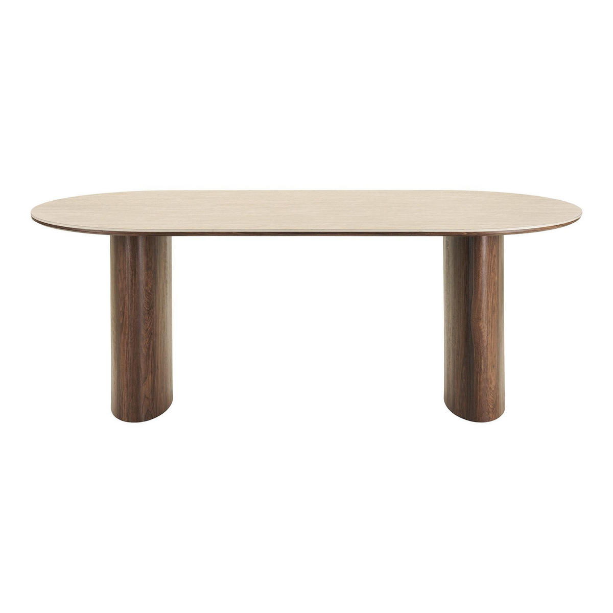 ESSTISCH Minamata 100 x 210 x 76 cm, Keramik-Tischplatte Travertin / Walnuss-Dekor - Grau, Holzwerkstoff (210/100/76cm) - ebuy24