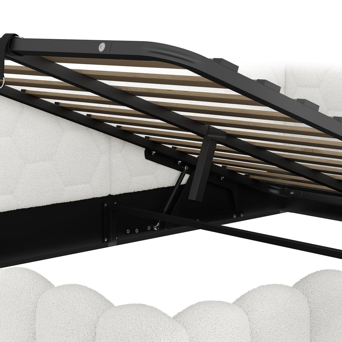 POLSTERBETT aus Vliesimitat 140x200 cm in Weiß mit LED & USB-C-Ladefunktion - Weiß, Textil (140/200cm) - Modfu