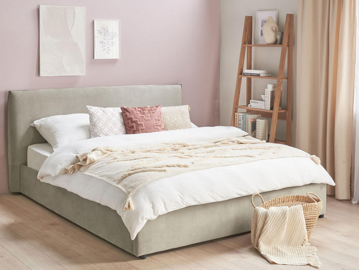KÁRPITOZOTT ÁGY 180/200cm Tópszín Lavaur - taupe, textil (180/200cm) - Beliani
