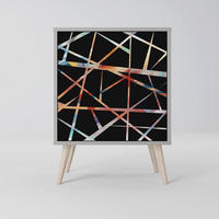 SIDEBOARD POLYGON VERVE, Grau, 57,5x42x77,5 cm, Schräge Buchenholzfüße - Buchefarben/Multicolor, Holzwerkstoff/Buchenholz (57.5/77.5/42cm) - SpaceRebels
