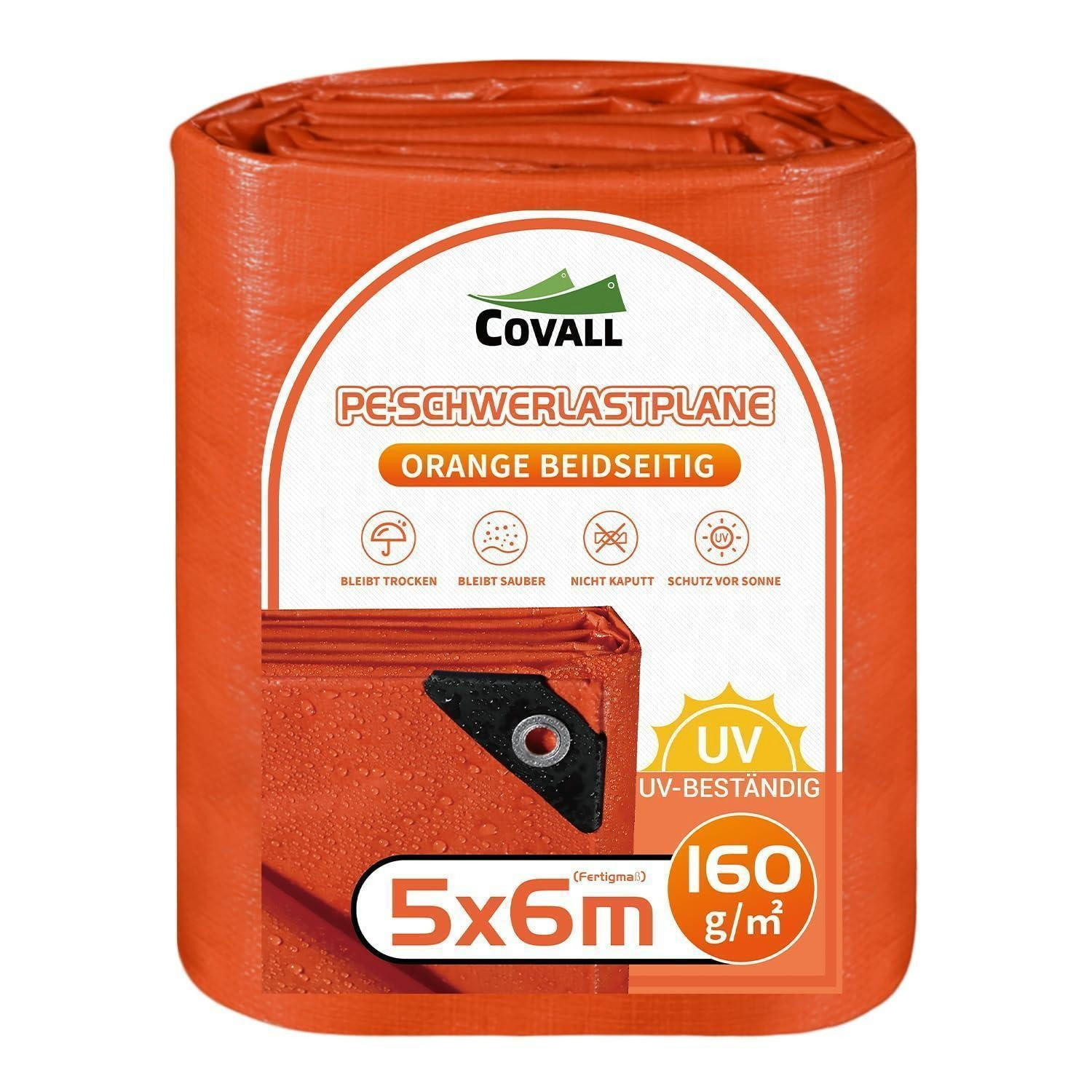 ABDECKPLANE 5 x 6 m Wasserdicht UV-stabilisiert Orange - Orange, Kunststoff (600/500/1cm)