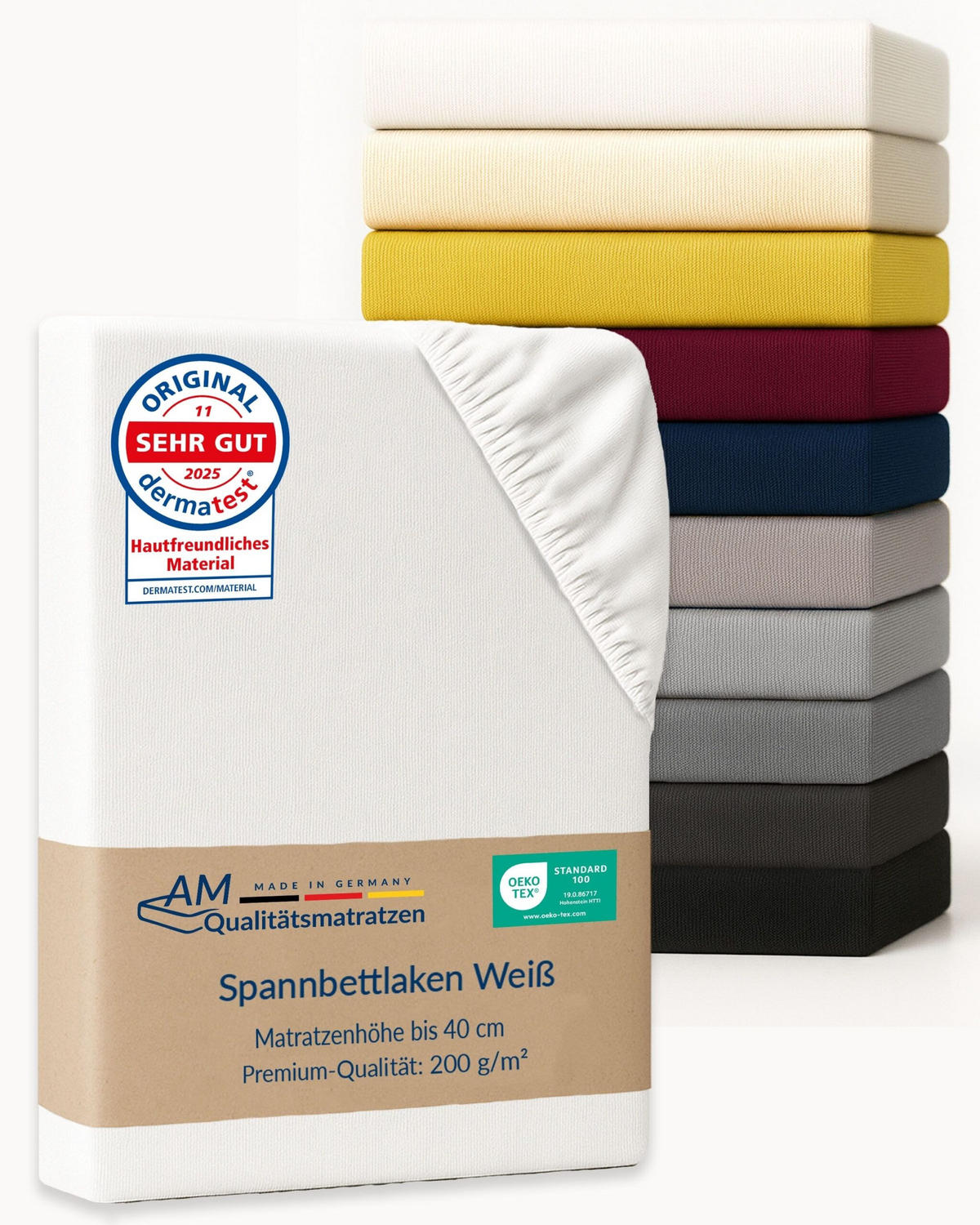 SPANNBETTLAKEN BOXSPRING 200/200/33 cm Weiß - Weiß, Textil (200/200cm) - AM Qualitätsmatratzen