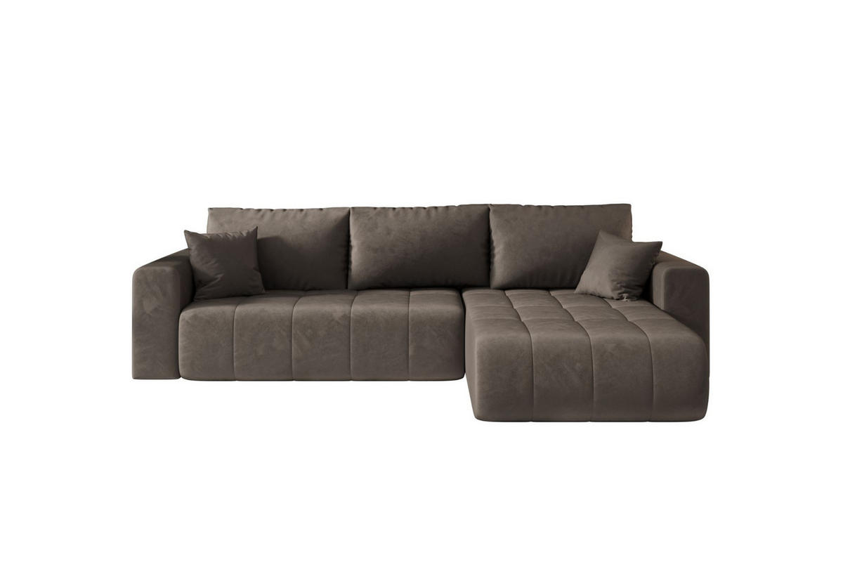 ECKSOFA mit schlaffunktion und bettkasten MILO, stoff MONOLITH, Schokolade, Rechts - Braun, Holz (280/190cm) - Kaiser Möbel