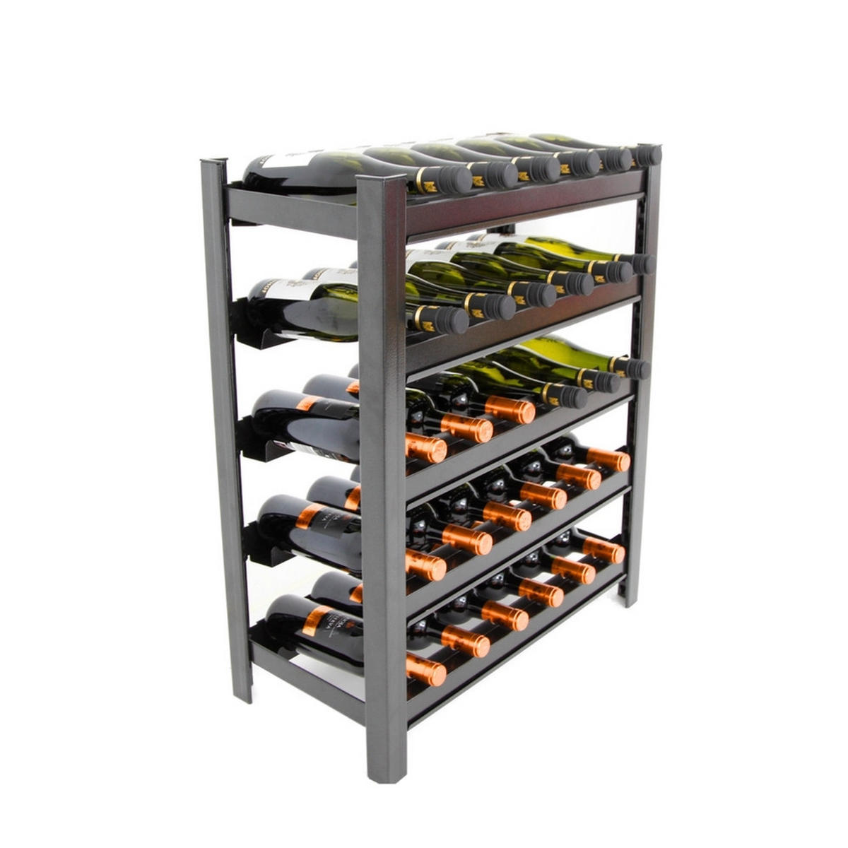 PROREGAL Weinregal TOSKANA 75x60x30 cm 30 Flaschen auf 5 Ebenen Schwarz - Schwarz, Metall (60/75/30cm) - PROREGAL
