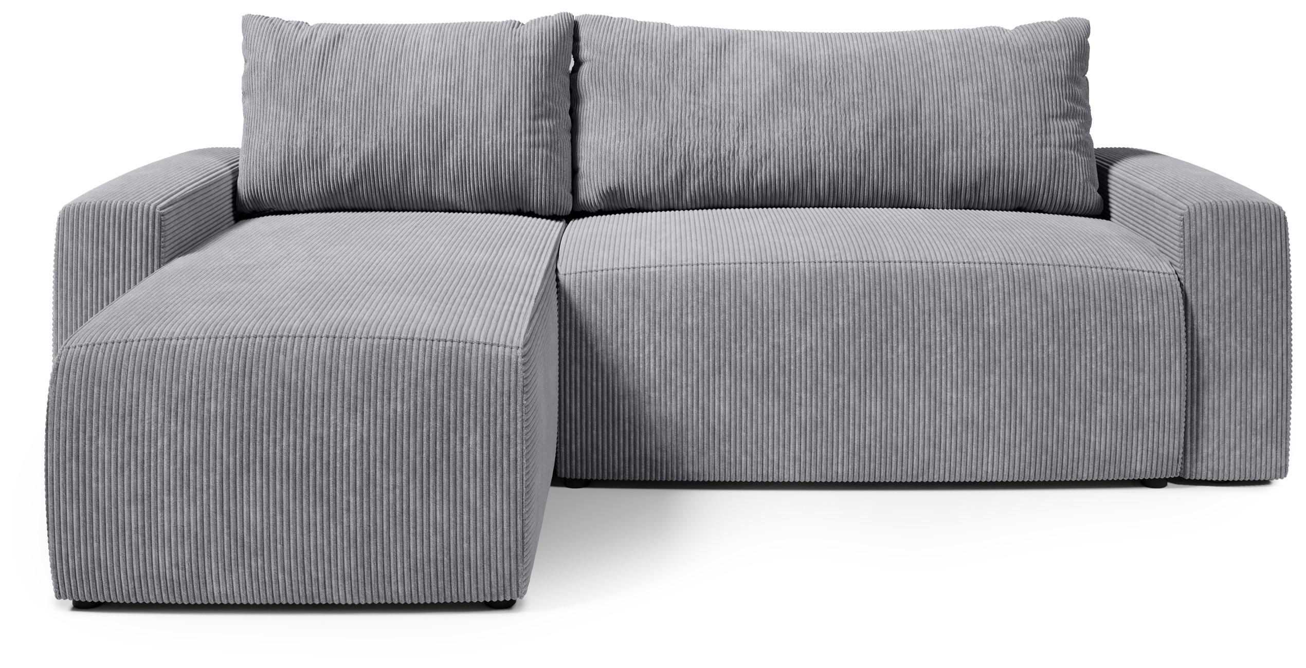 ECKSOFA PLUSH mit Schlaffunktion Grau Cord - Grau, Textil (240/145cm) - Bromarkt