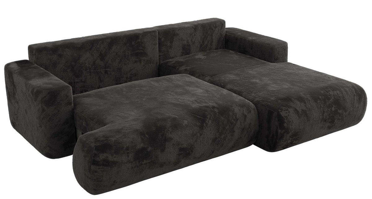 ECKSOFA OVO L Dunkelgrau Plüsch - Rechts Seite - Dunkelgrau/Schwarz, Kunststoff/Textil (195/271cm) - MKS