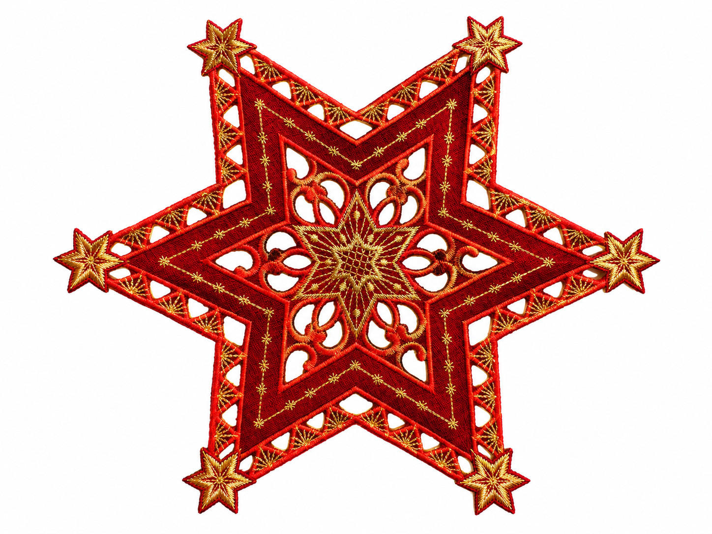 STERNE Deckchen Weihnachten Advent 85 cm Rot - Rot, Textil (85cm) - TiborTex