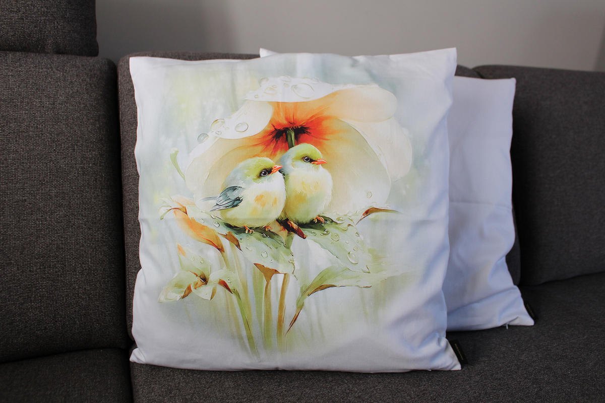KISSENHÜLLE FRÜHLINGSFEST VÖGEL - Mintgrün, Textil (50/50cm) - Yve! decoration