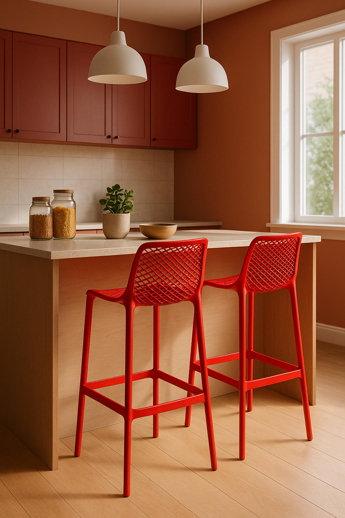BARHOCKER 2er Set Aero rot - Rot, Kunststoff (45/105/53cm) - TPFLiving