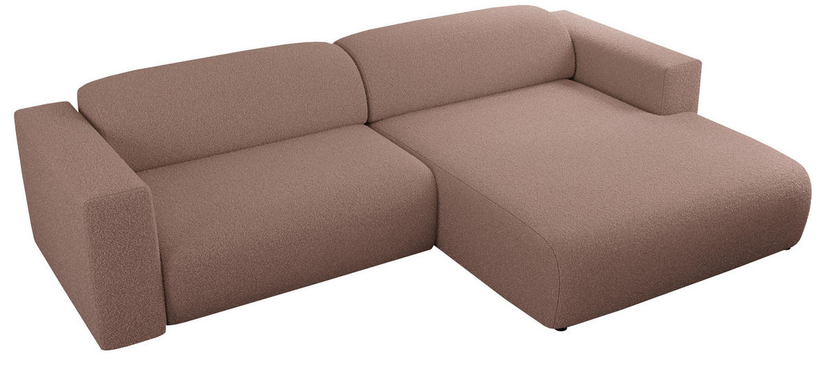ECKSOFA PASADENA Rosa Bouclé - Rechts Seite - Schwarz/Rosa, Kunststoff/Textil (180/288cm) - MKS