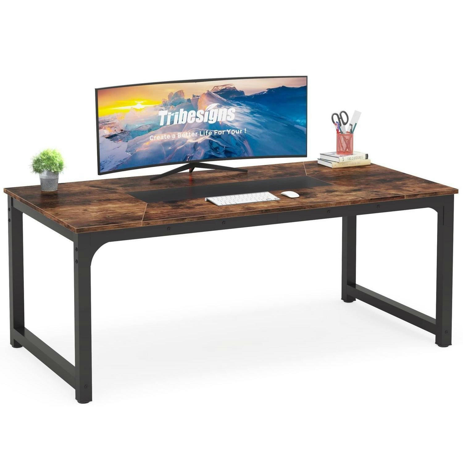 SCHREIBTISCH Computertisch 180 x 90 x 77 cm Rustikales Braun - Braun, Metall (90/180/77cm)