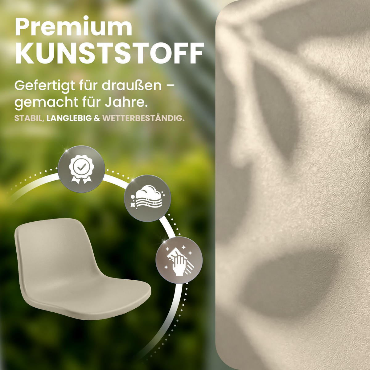 GARTENSTUHL Kunststoff Taupe - Taupe, Kunststoff (57/81/52cm) - CLP