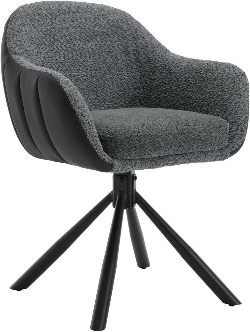 ESSZIMMERSTUHL drehbar, Chenille, Dunkelgrau - Dunkelgrau/Schwarz, Textil/Metall (57.5/78/60.5cm) - Woltu