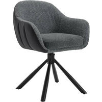 ESSZIMMERSTUHL drehbar, Chenille, Dunkelgrau - Dunkelgrau/Schwarz, Textil/Metall (57.5/78/60.5cm) - Woltu