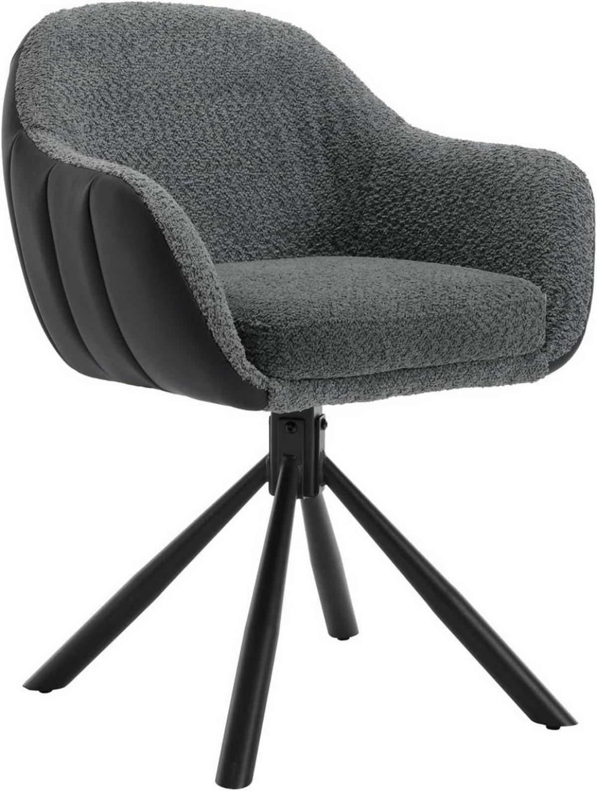 ESSZIMMERSTUHL drehbar, Chenille, Dunkelgrau - Dunkelgrau/Schwarz, Textil/Metall (57.5/78/60.5cm) - Woltu