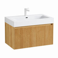 WASCHTISCH mit Becken 70 cm Natural Wood/White - Naturfarben, Holzwerkstoff (46/50/70cm) - Beauniv