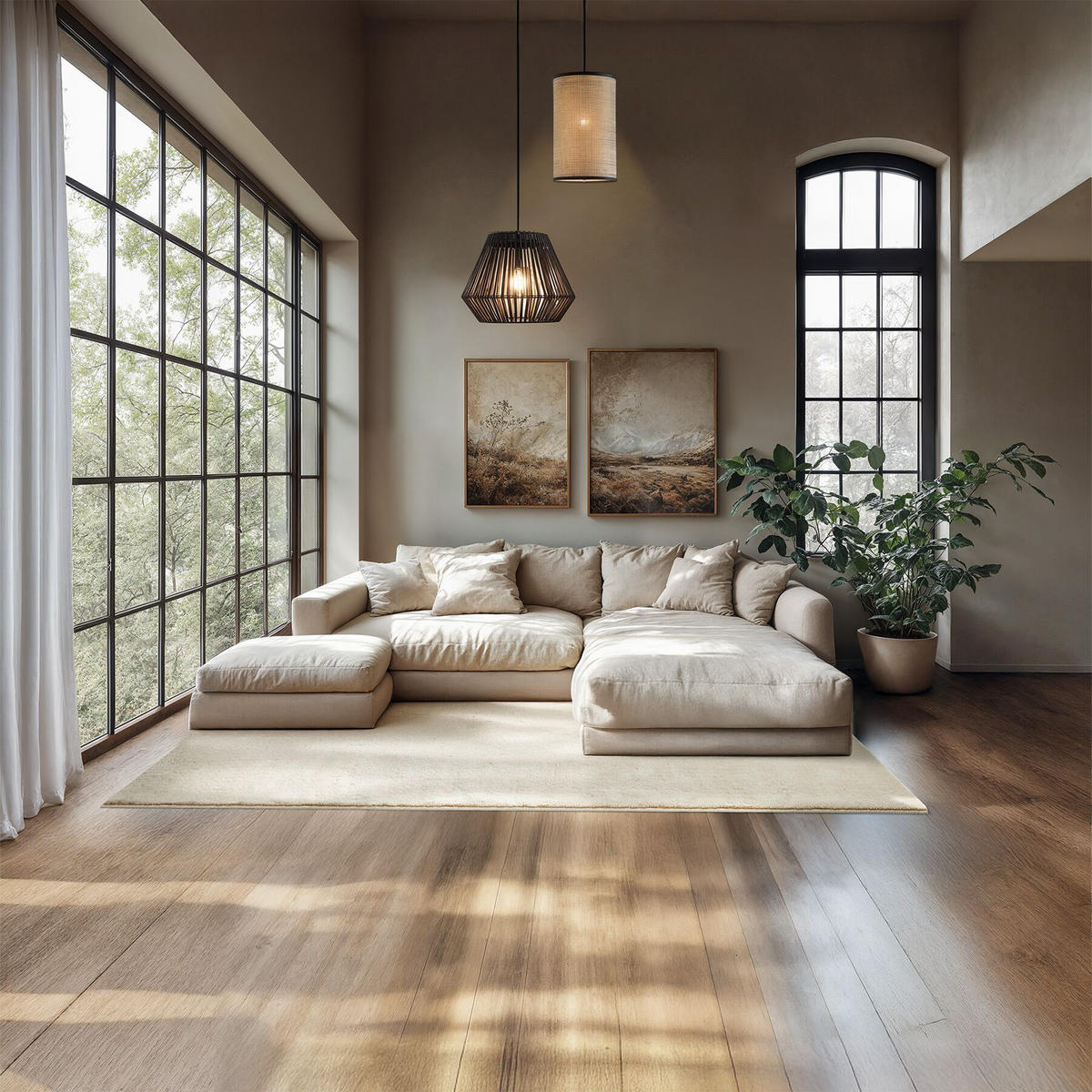 KURZFLORTEPPICH Soft Zone,rutschfeste Unterseite,beige - Beige, Kunststoff (200/140cm) - tectake
