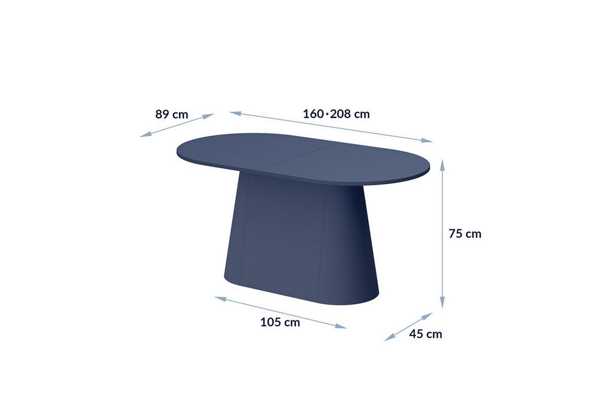 ESSTISCH oval Grün matt ausziehbar 160-206 cm - Dunkelgrün, Holzwerkstoff (89/160/75cm) - designimpex