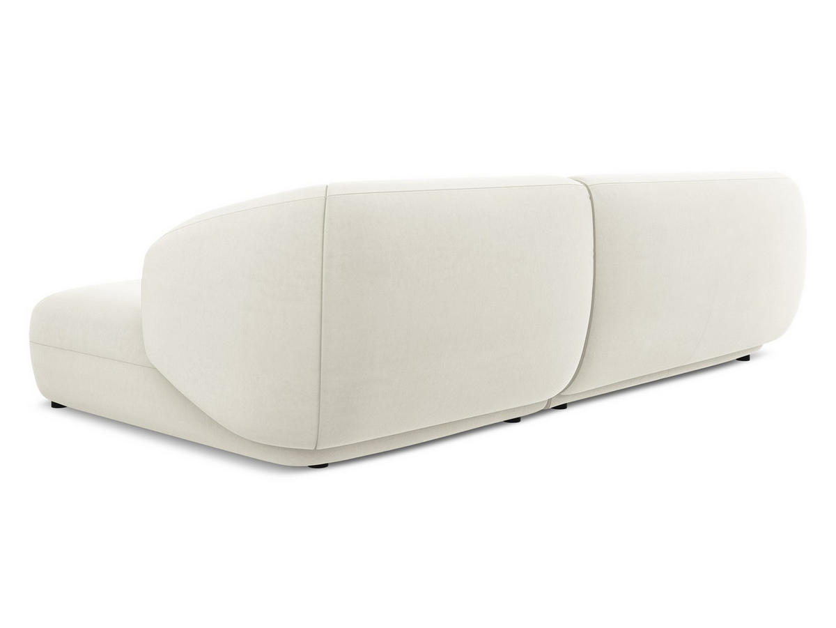 ECKSOFA Rechts Samt Stoff Beige - Beige/Creme, Kunststoff/Textil (280/156cm) - Makamii