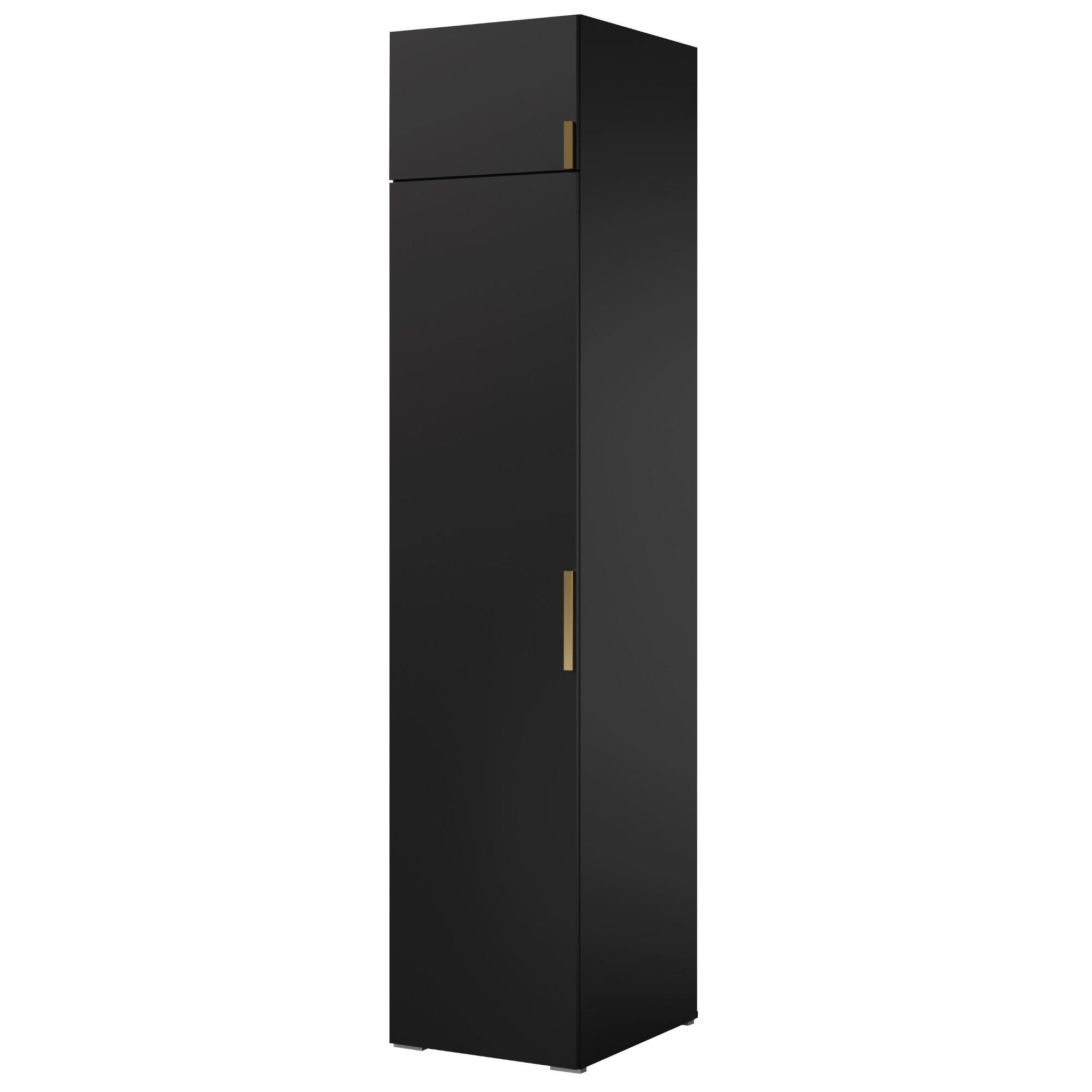 DREHTÜRENSCHRANK mit Aufsatz Napoli 1D 50 Schwarz (schwarzer oder goldener Griff) - Silberfarben/Schwarz, Holzwerkstoff/Kunststoff (50/35/60cm) - mzm24